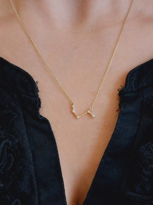 Radiant Ram 14K Gold Aries Zodiac Necklace | 18K Gold Zodiac Diamond Necklace | Elegant Gold Aries Zodiac Necklace with Diamond | Gift Ideas