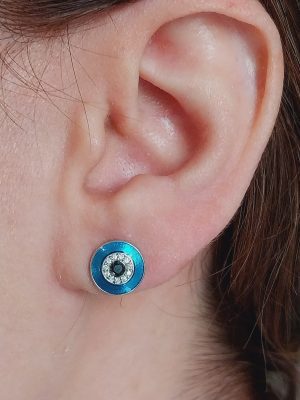 14k Gold Evil Eye Earring in Diamond | 18k Gold Good Luck Earring in Diamond | Bestfriend Gift
