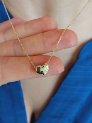 18K Gold Heart-Shaped Necklace | 14K Gold Heart Motif Pendant | Timeless Gold Heart Pendant | Dainty Love Necklace for Women