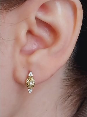 14k Gold Stud Dainty Earring in Diamond | 18k Gold Timeless Earring in Diamond