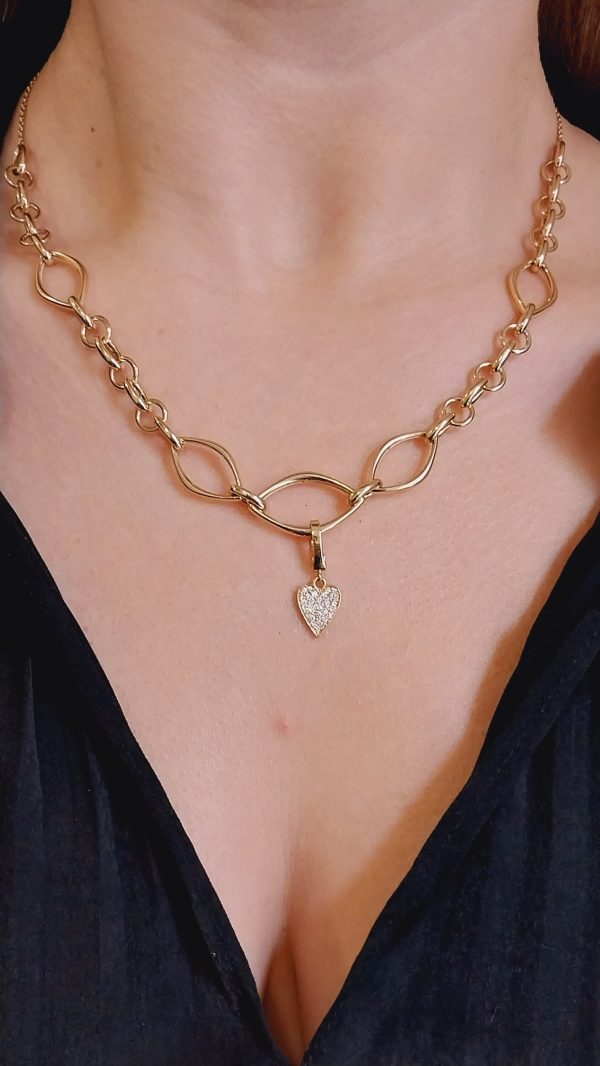 Timeless Gold Love Necklace Charm with Diamond Accent | Dainty Gold Love Necklace Charm with Diamond