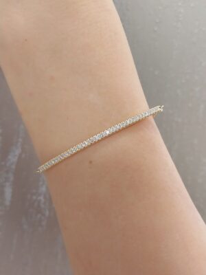 Handmade 14K Gold Diamond Bracelet | Cuff Gold and Diamond Bracelet | Gift Ideas | Gift for Girlfriend | Handcrafted  Bracelet with Diamond