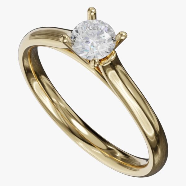 Handmade 14K Gold Engagement Ring with Diamond | Elegant Gold Single Promise Ring with Sparkling Diamond