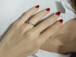 Handmade 14K Gold Engagement Ring with Diamond | Gold Single Promise Ring with Diamond Accent