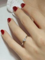 Handmade 14K Gold Engagement Ring with Diamond | Gold Single Promise Ring with Diamond Accent
