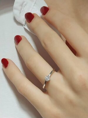 Handmade 14K Gold Engagement Ring with Diamond | Gold Single Promise Ring with Diamond Accent
