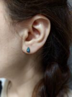 Blue Diamond 14K Gold Drop Earrings | 18K Gold Timeless Diamond Earrings | Sparkling Blue Diamond Gold Drop Earrings