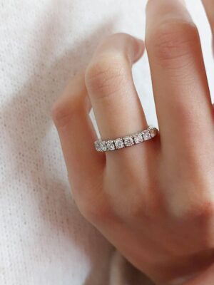 8K Diamond White Gold Half Eternity Ring | Elegant Wedding Ring | 14K Handmade Diamond Engagement Ring
