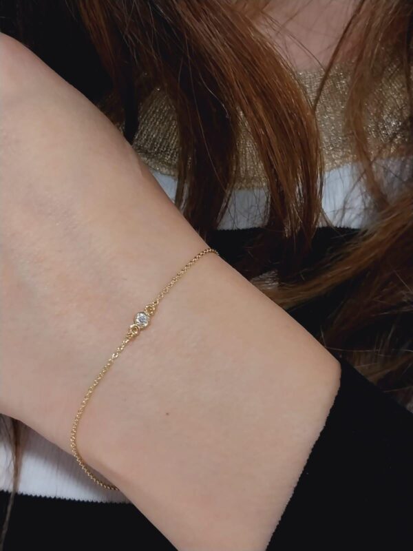 14K Gold Diamond Bracelet | Dainty 18K Gold Bracelet with Diamond | Elegant Gold Diamond Bracelet Jewelry | Gift Ideas