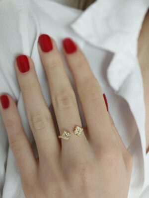 14K Gold Diamond Open-End Ring | Elegant & Unique Design | Dainty Flower Arrow Ring | Timeless Symbol of Love | Special Anniversary Ring
