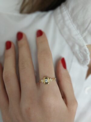 Classic Gold Hexagon Striped Ring with Diamonds | Timeless Sophisticated Design | Elegant Gold Hexagon Ring with Diamonds | Chic Modern