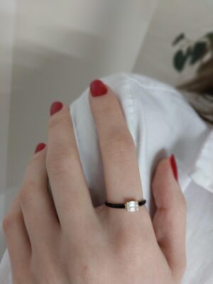 14K Gold Black Enamel Ring with Diamond | Bold  Elegant | 18K Gold Diamond Classic Ring | Timeless & Refined
