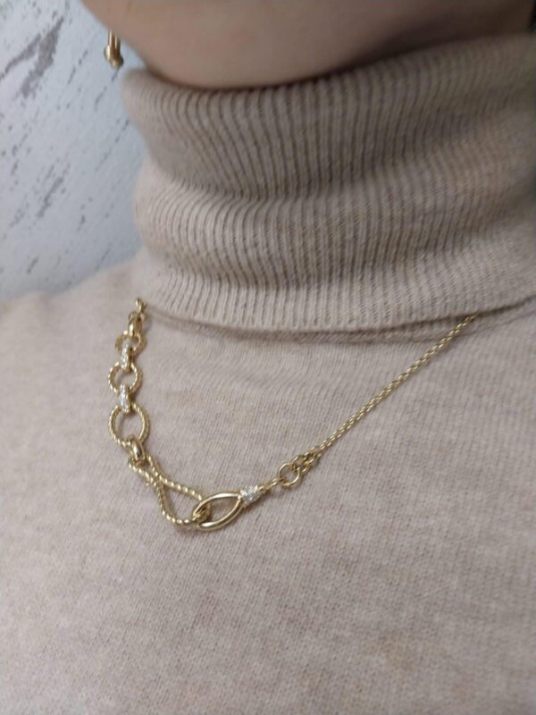 14K Diamond Gold Charm Necklace | 18K Gold Elegant   Charm Necklace |  Charm Necklace with Diamonds