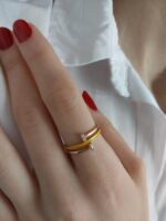 14K Gold Yellow Enamel Ring with Diamond | Elegant & Unique | 18K Gold Diamond Enamel Ring | Timeless Stylish Design