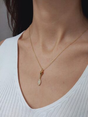 Dainty 14k Gold Bar Necklace with Sparkling Diamond | Elegant 18k Gold Sparkling Diamond Bar Pendant | Bestfriend Gift | Gift Ideas