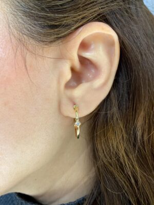 14K Gold Hoop Diamond Earrings | 18K Gold Timeless Diamond Earrings
