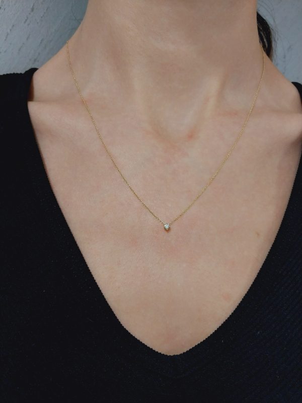 18k Gold Diamond Necklace14k Gold Sparkling Pendant in Diamond | Timeless Gold Necklace in Single Diamond