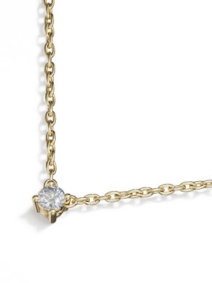 18k Gold Diamond Necklace14k Gold Sparkling Pendant in Diamond | Timeless Gold Necklace in Single Diamond