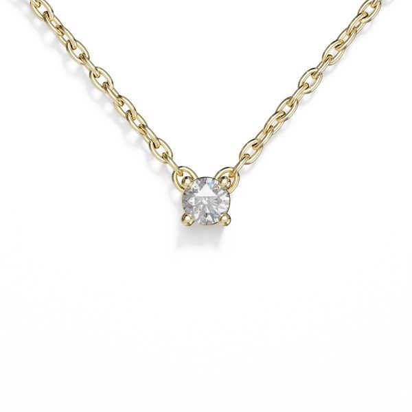 18k Gold Diamond Necklace14k Gold Sparkling Pendant in Diamond | Timeless Gold Necklace in Single Diamond