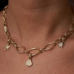 14K Gold Necklace Charm | 18K Gold Oyster Necklace Charm | Dainty Gold Oyster Necklace Charm with Diamond Accent