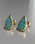 Blue Diamond 14K Gold Drop Earrings | 18K Gold Timeless Diamond Earrings | Sparkling Blue Diamond Gold Drop Earrings