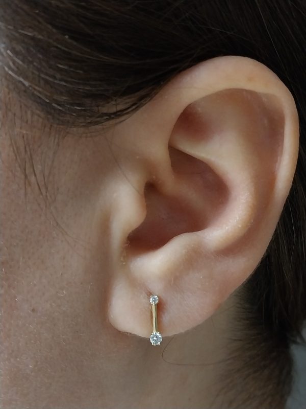 14K Gold Simple Earrings with Diamond | Dainty 18K Gold Hoop Earrings with Diamond | Basic Gold Earrings with Diamond | Best Friend Gift