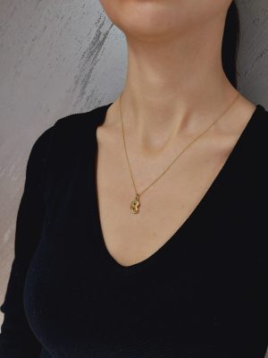 14K Gold Name Necklace with Diamond Accent | 18K Gold Personalized Necklace | Bubble B Gold Personalized Necklace with Diamonds