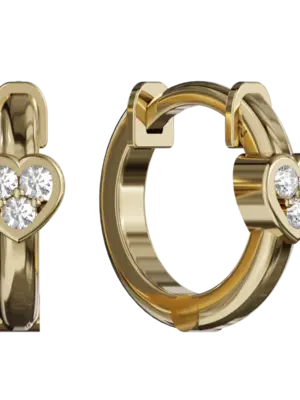 14k Gold Simple Earrings in Heart   Shape  Diamond | Dainty 18k Gold Hoop  Earrings in Diamond | Basic Gold Hoop Earrings in Diamond