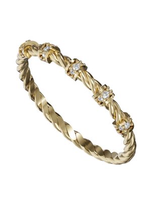 14K Gold Diamond Ring | Elegant Timeless Design | Dainty 18K Gold Ring with Subtle Refined Twisted Rope Gold Band and Diamond