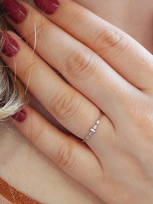 Special Dainty Anniversary Diamond Ring in 14K Gold | 18K Gold Baguette Diamond Elegance Ring | Elegant Diamond Jewelry for Special Moments