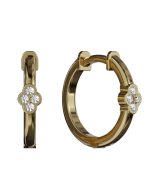 14k Gold Simple Earrings in Flower Shape  Diamond | Dainty 18k Gold Hoop  Earrings in Diamond | Basic Gold Hoop Earrings in Diamond