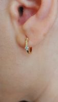 14k Gold Simple Earrings in Flower Shape  Diamond | Dainty 18k Gold Hoop  Earrings in Diamond | Basic Gold Hoop Earrings in Diamond