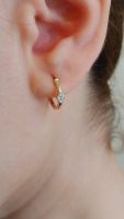 14k Gold Simple Earrings in Flower Shape  Diamond | Dainty 18k Gold Hoop  Earrings in Diamond | Basic Gold Hoop Earrings in Diamond