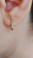 14k Gold Simple Earrings in Flower Shape  Diamond | Dainty 18k Gold Hoop  Earrings in Diamond | Basic Gold Hoop Earrings in Diamond