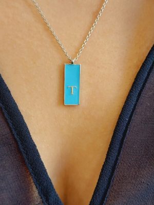 Special 14K Solid Gold Initial Enamel Necklace | Best Friend Gift | Personalized Name Necklace in Gold | 18K Gold Necklace | Birthstone Necklace