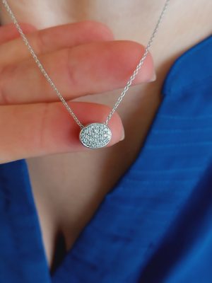 Elegant 14k Gold Necklace in Diamond | 18k Gold Timeless Necklace in Diamond | Dainty  Classic Gold Pendant in Diamond