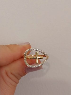 Handmade 18K Gold Religious Ring with Diamonds | 14K Gold Cross Ring with Diamonds | Timeless Gold Religious Ring with Diamonds