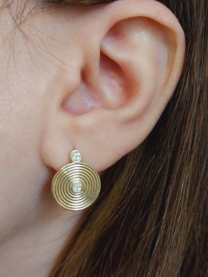 Sparkling Timeless Gold Round  Earring in Diamond | Dainty Gold Disc Earring in Diamond | Gift Ideas | Gift For Her