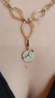 Dainty Gold Pomegranate Figure Necklace Charm with Diamond Accent | Timeless Gold Necklace Charm with Diamond