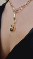 Dainty Gold Pomegranate Figure Necklace Charm with Diamond Accent | Timeless Gold Necklace Charm with Diamond