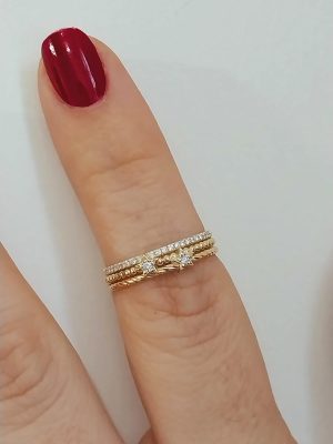 Handcraft 14K Gold Star Dust Diamond Ring | Dainty Gold Ring with Sparkling Diamonds | 18K Gold Shiny Star Ring | Elegant Celestial Inspired Jewelry