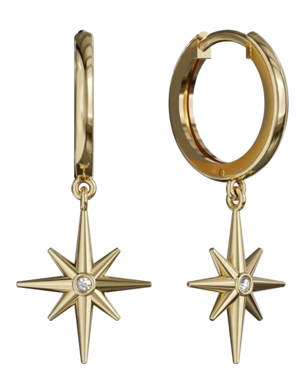 14k Gold Star Shape Earring