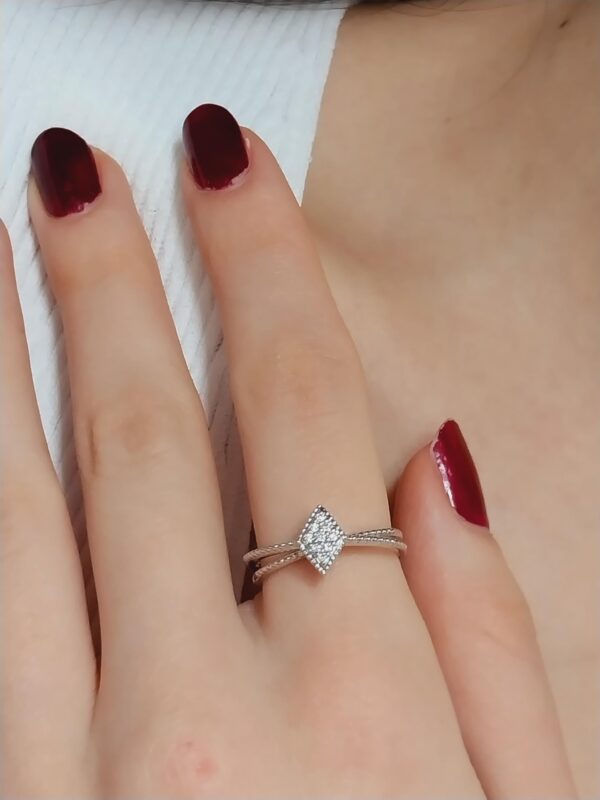 Dainty 14K Gold Diamond Ring | Elegant-Subtle Design | 18K Diamond Crossover Ring in Gold | Timeless Sophisticated | Diamond Sparkling Ring