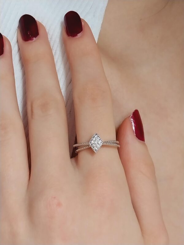 Dainty 14K Gold Diamond Ring | Elegant-Subtle Design | 18K Diamond Crossover Ring in Gold | Timeless Sophisticated | Diamond Sparkling Ring